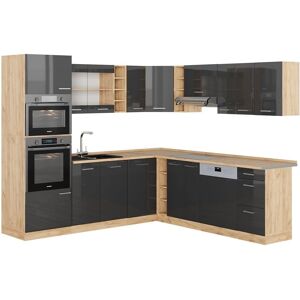 Vicco Cocina Esquinera R-Line - Brillante Antracita - 237x60 cm Vicco Cocina Esquinera R-Line - Brillante Antracita - 237x60 cm