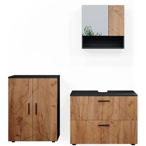 Vicco - Set di mobili da bagno Irma, quercia/antracite - 3 pezzi Vicco - Set di mobili da bagno Irma, quercia/antracite - 3 pezzi