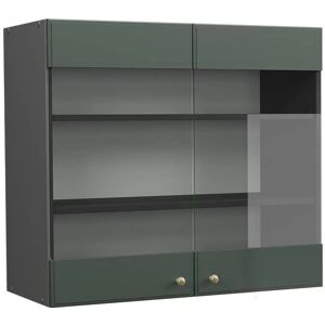 Vicco Modelo 80cm Armario de Cocina con Puertas de Cristal - Antracita/Verde-Dorado Vicco Modelo 80cm Armario de Cocina con Puertas de Cristal - Antracita/Verde-Dorado