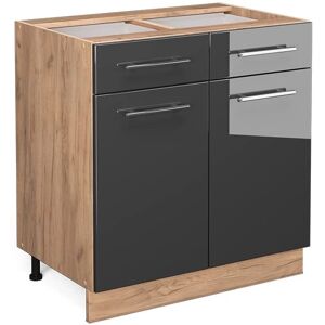 Vicco - Gabinete bajo de cocina Fame-Line, Antracita alto brillo, 80cm con cajón, sin encimera Vicco - Gabinete bajo de cocina Fame-Line, Antracita alto brillo, 80cm con cajón, sin encimera