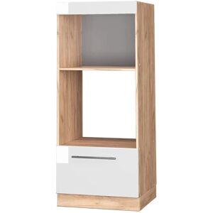 Vicco - Armario microondas Fame-Line 60cm roble/blanco alto brillo moderno semiabierto Vicco - Armario microondas Fame-Line 60cm roble/blanco alto brillo moderno semiabierto