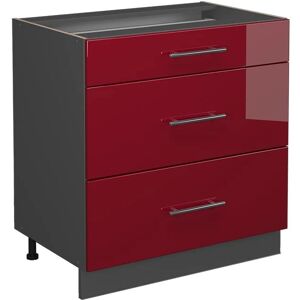 Vicco Fame-Line - Mobile da cucina Bordeaux rosso, 80cm, 3 cassetti Vicco Fame-Line - Mobile da cucina Bordeaux rosso, 80cm, 3 cassetti