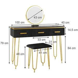 Vicco Tavolo da Trucco Layla Nero - Tavolo da trucco Vicco Tavolo da Trucco Layla Nero - Tavolo da trucco