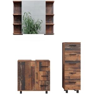 Conjunto de muebles de baño Vicco Ilias - Roble rústico - 3 piezas Conjunto de muebles de baño Vicco Ilias - Roble rústico - 3 piezas