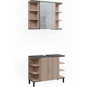 Vicco Conjunto de muebles de baño Sonoma/Antracita - Aquis - Juego de baños Vicco Conjunto de muebles de baño Sonoma/Antracita - Aquis - Juego de baños