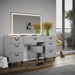 Vicco Anett Schminktisch - LED-Spiegel & Hocker Vicco Anett Schminktisch - LED-Spiegel & Hocker