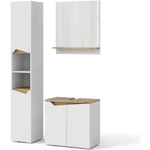 Conjunto de muebles de baño Vicco Marelle - Blanco/Roble artesanal - 3 partes Conjunto de muebles de baño Vicco Marelle - Blanco/Roble artesanal - 3 partes