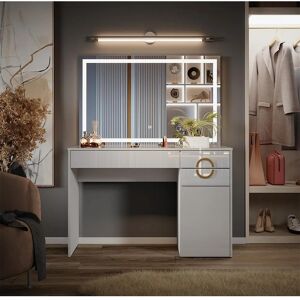 Vicco Adela Blanco Alto Brillo Tocador con Espejo LED Vicco Adela Blanco Alto Brillo Tocador con Espejo LED