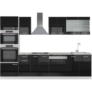 Vicco - Cocina modular R-Line, Negro brillo/blanco, 300cm - Mueble de cocina Vicco - Cocina modular R-Line, Negro brillo/blanco, 300cm - Mueble de cocina