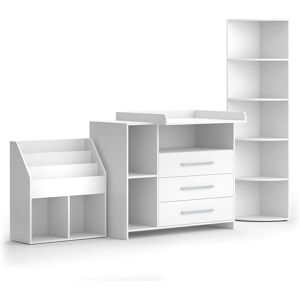 Conjunto de Muebles de Bebé Vicco Oskar - Blanco - 3 Piezas, Cambiador, Estantes para juguetes y libros Conjunto de Muebles de Bebé Vicco Oskar - Blanco - 3 Piezas, Cambiador, Estantes para juguetes y libros