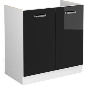 Meuble sous évier R-Line Vicco - Noir brillant, Blanc - 80cm Meuble de salle de bains - Publicité Meuble sous évier R-Line Vicco - Noir brillant, Blanc - 80cm Meuble de salle de bains - Publicité