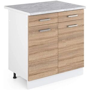 Vicco Sonoma/Blanco R-Line Mueble - 80cm con Cajones y Puertas Vicco Sonoma/Blanco R-Line Mueble - 80cm con Cajones y Puertas