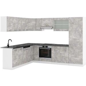 Vicco - Cocina en Esquina R-Line, Hormigón/Blanco, 227x287 cm - Cocina Vicco - Cocina en Esquina R-Line, Hormigón/Blanco, 227x287 cm - Cocina