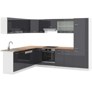 Vicco Cocina en L - Antracita Brillante/Blanco - 227x287cm - Mueble de esquina Vicco Cocina en L - Antracita Brillante/Blanco - 227x287cm - Mueble de esquina