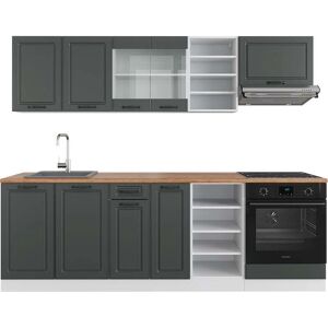 Gabinete de cocina Vicco - Antracita casa de campo/blanco - 240cm - R-Line Gabinete de cocina Vicco - Antracita casa de campo/blanco - 240cm - R-Line