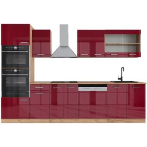 Mueble de Cocina Vicco - 300cm, Burdeos Brillante/Roble Dorado - ET Roble Mueble de Cocina Vicco - 300cm, Burdeos Brillante/Roble Dorado - ET Roble