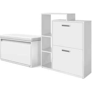 Vicco Orlando Armoire à Chaussures - Pliable, Blanc, 2 Compartiments avec Banc - Publicité Vicco Orlando Armoire à Chaussures - Pliable, Blanc, 2 Compartiments avec Banc - Publicité