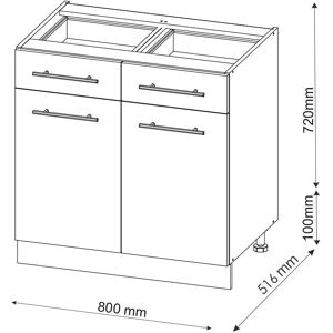 Gabinete base de cocina Vicco Fame-Line - 80cm, Blanco alto brillo, Roble Gabinete base de cocina Vicco Fame-Line - 80cm, Blanco alto brillo, Roble