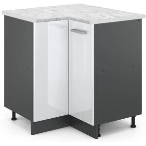 Vicco - Armario de esquina R-Line, Blanco alto brillo, 75.6 cm - Armario de esquina Vicco - Armario de esquina R-Line, Blanco alto brillo, 75.6 cm - Armario de esquina