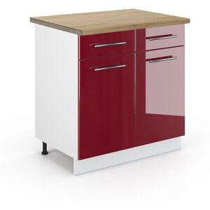 Vicco Modelo Fame-Line Armario de Cocina - Rojo Borgoña, 80cm, Blanco Mate Vicco Modelo Fame-Line Armario de Cocina - Rojo Borgoña, 80cm, Blanco Mate