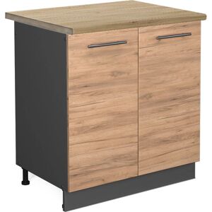 Vicco - Armario de cocina compacto - 80cm, Carvalho PT & Dourado - Armario de cocina Vicco - Armario de cocina compacto - 80cm, Carvalho PT & Dourado - Armario de cocina