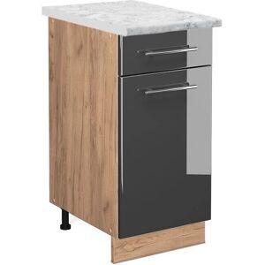 Gabinete de cocina Vicco Fame-Line - Antracita alto brillo / Roble dorado - 40cm Gabinete de cocina Vicco Fame-Line - Antracita alto brillo / Roble dorado - 40cm