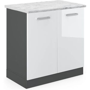 Vicco Armario bajo para fregadero - 80cm Blanco alto brillo - Armario de cocina Vicco Armario bajo para fregadero - 80cm Blanco alto brillo - Armario de cocina