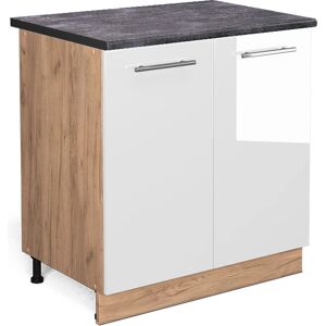 Armario bajo para fregadero Vicco Fame-Line - Blanco alto brillo / Roble dorado - 80 cm Armario bajo para fregadero Vicco Fame-Line - Blanco alto brillo / Roble dorado - 80 cm