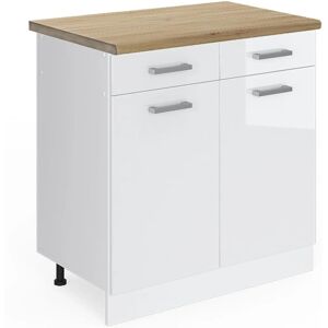 Gabinete de cocina R-Line VICCO - 80cm Blanco brillante, Roble Gabinete de cocina R-Line VICCO - 80cm Blanco brillante, Roble
