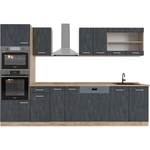 Gabinete de Cocina Vicco R-Line - Concreto negro / Roble dorado - 300cm Gabinete de Cocina Vicco R-Line - Concreto negro / Roble dorado - 300cm