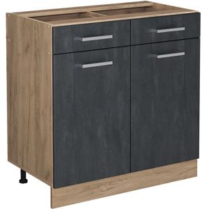 Gabinete base de cocina Vicco R-Line - 80cm, Concreto negro / Roble dorado Gabinete base de cocina Vicco R-Line - 80cm, Concreto negro / Roble dorado