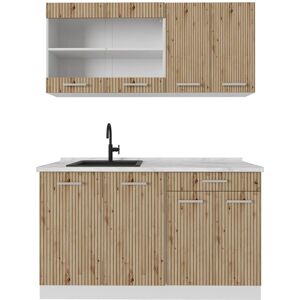 Cocina Vicco R-Line - 140cm, Modular, Blanco/Madera Cocina Vicco R-Line - 140cm, Modular, Blanco/Madera