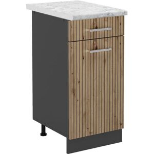 Gabinete base de cocina Vicco R-Line - Roble artesanal y antracita - 40cm Gabinete base de cocina Vicco R-Line - Roble artesanal y antracita - 40cm