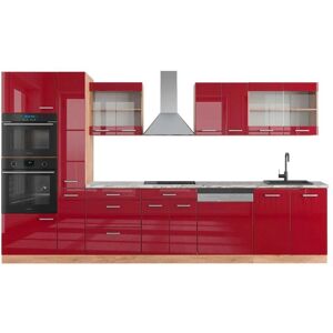 Gabinete de cocina Vicco - 350 cm, Burdeos brillo / Roble dorado, Modular, Elegante Gabinete de cocina Vicco - 350 cm, Burdeos brillo / Roble dorado, Modular, Elegante