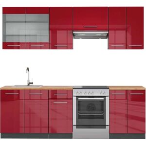 Mueble de cocina Vicco Fame-Line - Rojo Burdeos alto brillo - 240cm - Roble Mueble de cocina Vicco Fame-Line - Rojo Burdeos alto brillo - 240cm - Roble