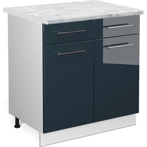Vicco - Gabinete base de cocina Fame-Line - Azul oscuro alto brillo - 80cm - Mármol Vicco - Gabinete base de cocina Fame-Line - Azul oscuro alto brillo - 80cm - Mármol