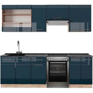 Vicco - Mueble de cocina Fame-Line Azul oscuro brillante / roble dorado - 240cm - Mueble de cocina Vicco - Mueble de cocina Fame-Line Azul oscuro brillante / roble dorado - 240cm - Mueble de cocina