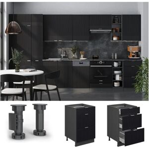 Vicco - Armario bajo de cocina Fame-Line, Rayas negras, 50cm - Mueble de cocina Vicco - Armario bajo de cocina Fame-Line, Rayas negras, 50cm - Mueble de cocina
