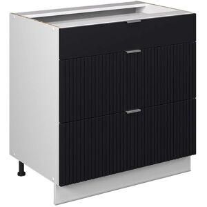 Gabinete de Cocina VICCO Fame-Line - Rayas negras y blancas, 80cm, 3 cajones Gabinete de Cocina VICCO Fame-Line - Rayas negras y blancas, 80cm, 3 cajones