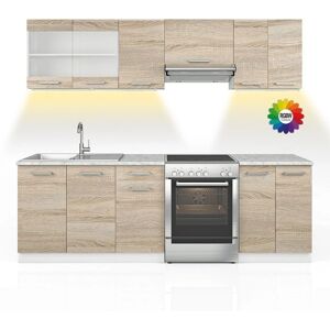 VICCO Cocina Modular Raul - Sonoma, Blanco, 240cm, Mármol VICCO Cocina Modular Raul - Sonoma, Blanco, 240cm, Mármol
