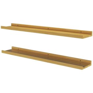 Estantería de pared Linus - Bambú natural, 90x4cm, Juego de 2 Estantería de pared Linus - Bambú natural, 90x4cm, Juego de 2