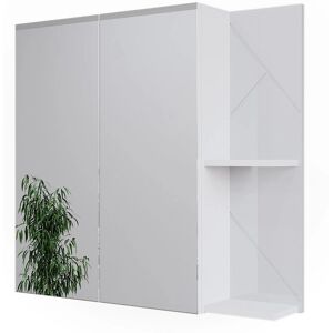 Armoire miroir de salle de bain Irma - Blanc brillant - Publicité Armoire miroir de salle de bain Irma - Blanc brillant - Publicité