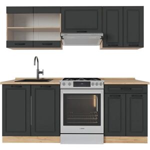 Gabinete de cocina R-Line - Antracita / Roble Dorado - 200cm Gabinete de cocina R-Line - Antracita / Roble Dorado - 200cm