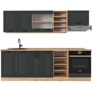 Gabinete de Cocina R-Line - 240cm - Antracita / Roble Dorado - Muebles de Cocina Gabinete de Cocina R-Line - 240cm - Antracita / Roble Dorado - Muebles de Cocina