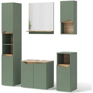 Vicco - Conjunto de muebles de baño Marelle, Verde/Artesano - Juego de baño Vicco - Conjunto de muebles de baño Marelle, Verde/Artesano - Juego de baño