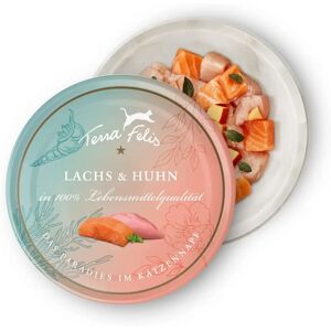 Nourriture pour chats Terra Felis Saumon & Poulet - Sans céréales, 12/24x80g - Publicité Nourriture pour chats Terra Felis Saumon & Poulet - Sans céréales, 12/24x80g - Publicité