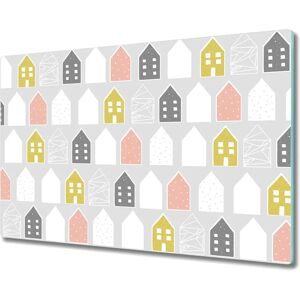 Coloray - Planche à découper moderne en verre – Maisons Pastellaires - 80x52 cm - Cutting board - Publicité Coloray - Planche à découper moderne en verre – Maisons Pastellaires - 80x52 cm - Cutting board - Publicité