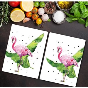 Coloray - 2x40x52 - Flamingo Feuilles - Planche à découper en verre - Publicité Coloray - 2x40x52 - Flamingo Feuilles - Planche à découper en verre - Publicité