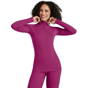 Falke Long Sleeve Zip Wool Tech Shirt - Radiant Orchid Pink - Shirt Falke Long Sleeve Zip Wool Tech Shirt - Radiant Orchid Pink - Shirt