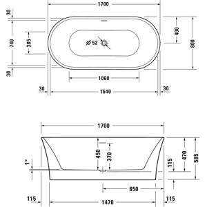 Duravit DuraSenja Badewanne 1700x800mm Weiß - Badewanne Duravit DuraSenja Badewanne 1700x800mm Weiß - Badewanne